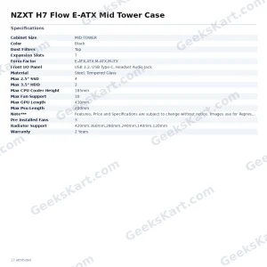 NZXT H7 Flow E-ATX Mid Tower Case