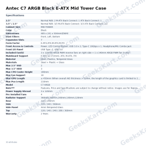 Antec C7 ARGB Black E-ATX Mid Tower Case
