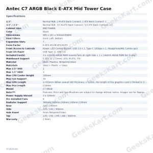 Antec C7 ARGB Black E-ATX Mid Tower Case