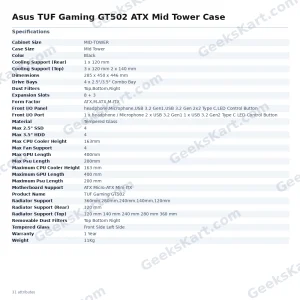 Asus TUF Gaming GT502 ATX Mid Tower Case