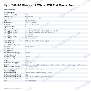 Hyte Y40 TG Black and White ATX Mid Tower Case