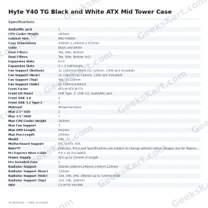 Hyte Y40 TG Black and White ATX Mid Tower Case