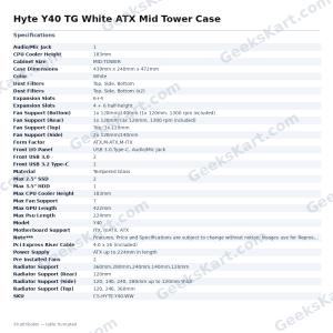 Hyte Y40 TG White ATX Mid Tower Case