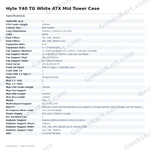 Hyte Y40 TG White ATX Mid Tower Case