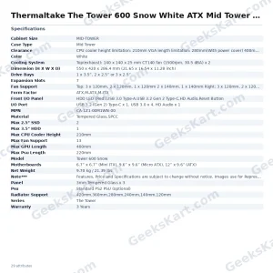 Thermaltake The Tower 600 Snow White ATX Mid Tower Case