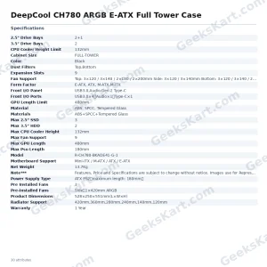 DeepCool CH780 ARGB E-ATX Full Tower Case