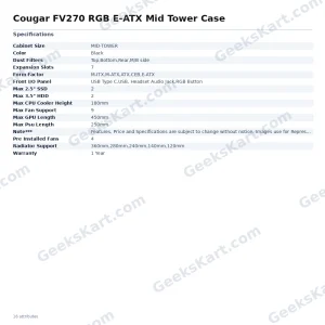 Cougar FV270 RGB E-ATX Mid Tower Case