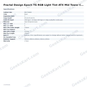 Fractal Design Epoch TG RGB Light Tint ATX Mid Tower Case