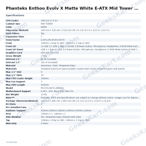 Phanteks Enthoo Evolv X Matte White E-ATX Mid Tower Case