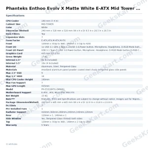 Phanteks Enthoo Evolv X Matte White E-ATX Mid Tower Case