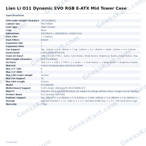 Lian Li O11 Dynamic EVO RGB E-ATX Mid Tower Case