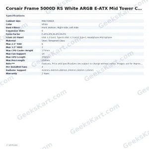 Corsair Frame 5000D RS White ARGB E-ATX Mid Tower Case