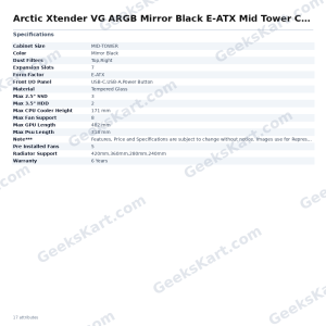 Arctic Xtender VG ARGB Mirror Black E-ATX Mid Tower Case
