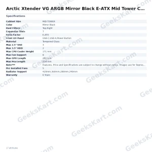 Arctic Xtender VG ARGB Mirror Black E-ATX Mid Tower Case