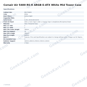 Corsair Air 5400 RS-R ARGB E-ATX White Mid Tower Case