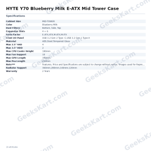 HYTE Y70 Blueberry Milk E-ATX Mid Tower Case