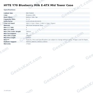 HYTE Y70 Blueberry Milk E-ATX Mid Tower Case