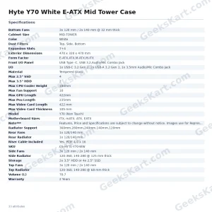 Hyte Y70 White E-ATX Mid Tower Case