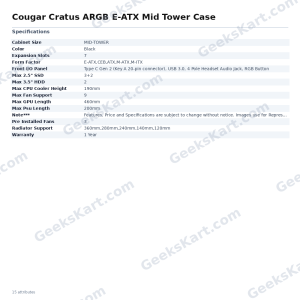 Cougar Cratus ARGB E-ATX Mid Tower Case