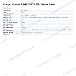 Cougar Cratus ARGB E-ATX Mid Tower Case