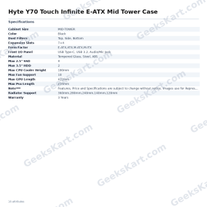 Hyte Y70 Touch Infinite E-ATX Mid Tower Case
