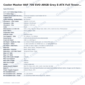 Cooler Master HAF 700 EVO ARGB Grey E-ATX Full Tower Case
