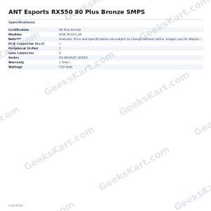 ANT Esports RX550 80 Plus Bronze SMPS