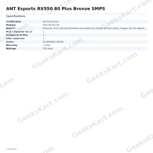 ANT Esports RX550 80 Plus Bronze SMPS