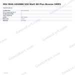 MSI MAG A550BN 550 Watt 80 Plus Bronze SMPS