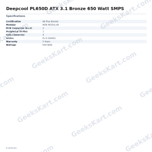 Deepcool PL650D ATX 3.1 Bronze 650 Watt SMPS