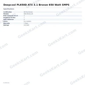 Deepcool PL650D ATX 3.1 Bronze 650 Watt SMPS
