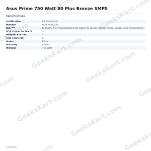 Asus Prime 750 Watt 80 Plus Bronze SMPS