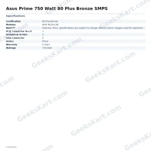 Asus Prime 750 Watt 80 Plus Bronze SMPS