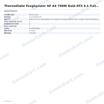 Thermaltake Toughpower GF A3 750W Gold ATX 3.1 Fully Modular SMPS