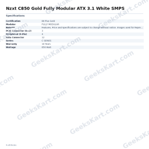 Nzxt C850 Gold Fully Modular ATX 3.1 White SMPS