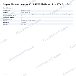 Super Flower Leadex VII 850W Platinum Pro ATX 3.1 Fully Modular SMPS