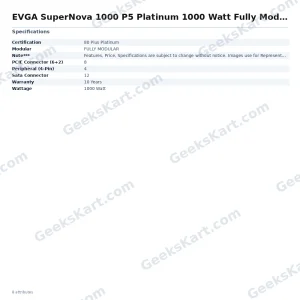 EVGA SuperNova 1000 P5 Platinum 1000 Watt Fully Modular Smps
