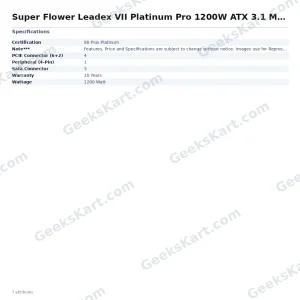 Super Flower Leadex VII Platinum Pro 1200W ATX 3.1 Modular SMPS