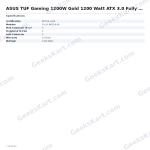 ASUS TUF Gaming 1200W Gold 1200 Watt ATX 3.0 Fully Modular SMPS