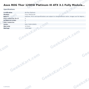 Asus ROG Thor 1200W Platinum III ATX 3.1 Fully Modular SMPS