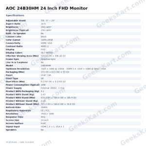 AOC 24B30HM 24 Inch FHD Monitor