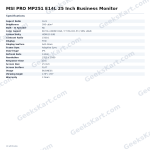 MSI PRO MP251 E14L 25 Inch Business Monitor