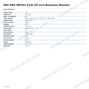 MSI PRO MP251 E14L 25 Inch Business Monitor