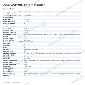 Asus VA249HE 24 Inch Monitor