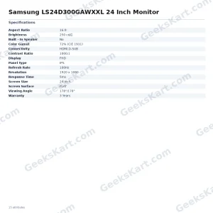 Samsung LS24D300GAWXXL 24 Inch Monitor