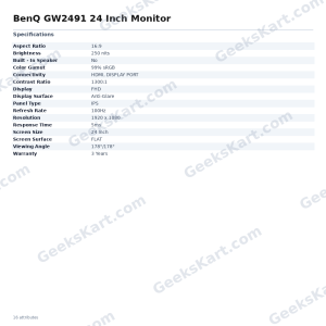 BenQ GW2491 24 Inch Monitor