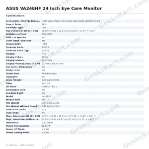 ASUS VA24EHF 24 Inch Eye Care Monitor