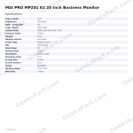 MSI PRO MP251 E2 25 Inch Business Monitor