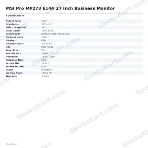 MSI Pro MP273 E14A 27 Inch Business Monitor