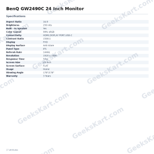 BenQ GW2490C 24 Inch Monitor